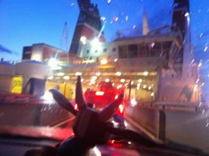 Bocian wjeżdża na prom